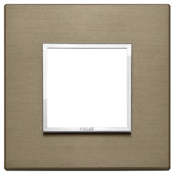 Placca 2 moduli alluminio anodizzato bronzo scuro per installazioni elettriche