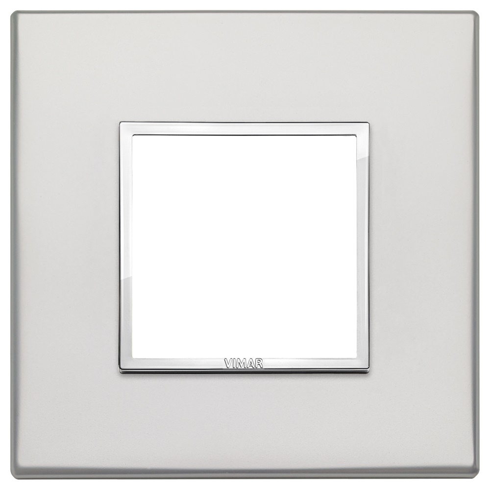 Placca 2 moduli alluminio nobilitato argento per installazioni elettriche