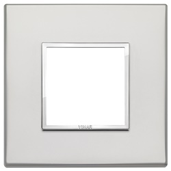 Placca 2 moduli alluminio nobilitato argento per installazioni elettriche