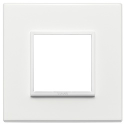 Placca 2 moduli alluminio bianco totale per installazioni elettriche