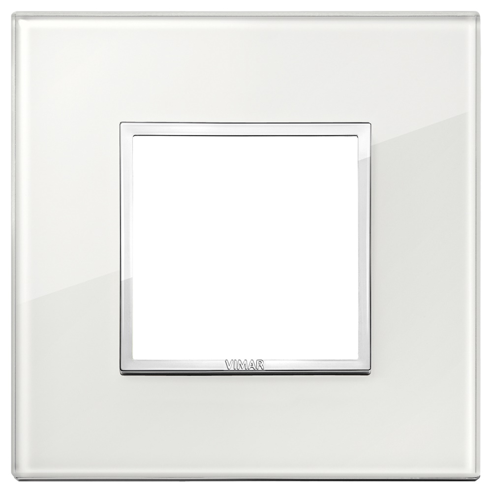 Placca 2 moduli cristallo bianco diamante per installazioni elettriche