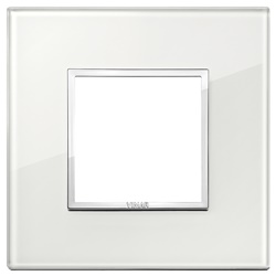 Placca 2 moduli cristallo bianco diamante per installazioni elettriche