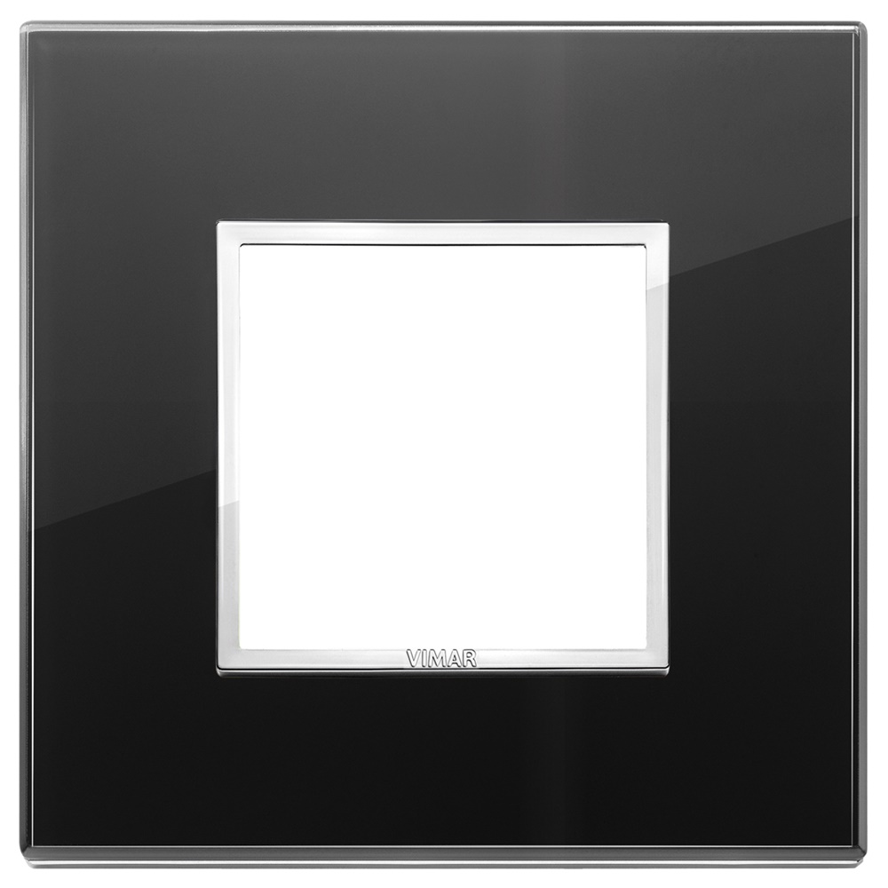 Placca 2 moduli cristallo nero diamante design moderno per installazioni elettriche