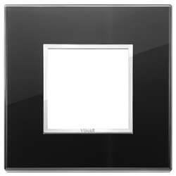 Placca 2 moduli cristallo nero diamante design moderno per installazioni elettriche