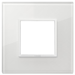 Placca 2 moduli cristallo bianco totale diamante per impianti elettrici