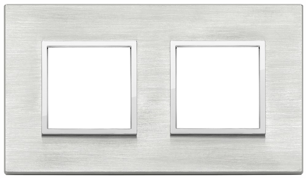 Placca 4 moduli (2+2) alluminio anodizzato grigio Next interasse 71 mm per installazioni interne