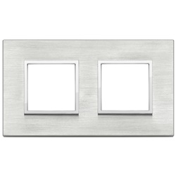 Placca 4 moduli (2+2) alluminio anodizzato grigio Next interasse 71 mm per installazioni interne