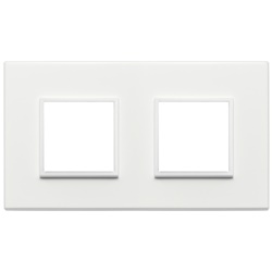 Placca 4 moduli 2+2 interasse 71 mm alluminio bianco totale per installazioni interne