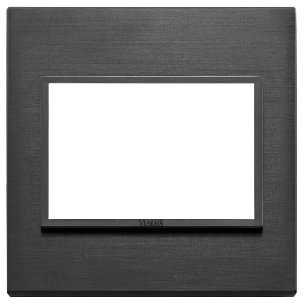 Placca 3 moduli BS alluminio nero totale per installazioni elettriche