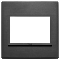 Placca 3 moduli BS alluminio nero totale per installazioni elettriche