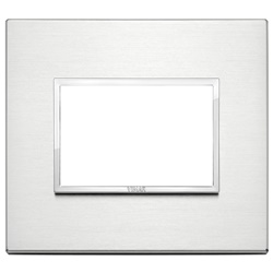 Placca 3 moduli alluminio brillante anodizzato per impianti elettrici