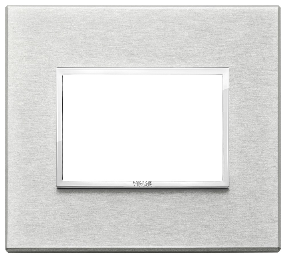 Placca 3 moduli alluminio anodizzato grigio Next per impianti elettrici