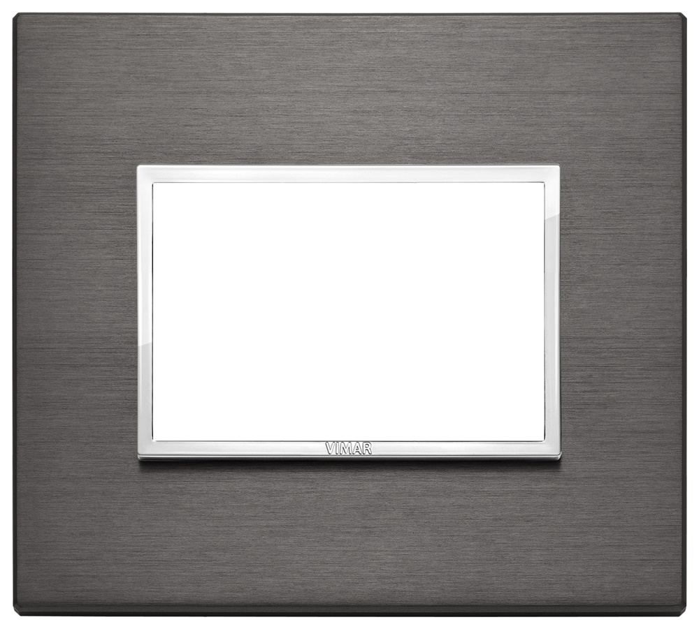 Placca 3 moduli alluminio anodizzato grigio lava per installazioni elettriche