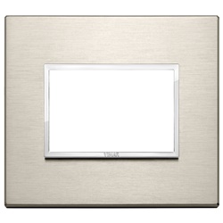 Placca 3 moduli alluminio anodizzato bronzo chiaro per impianti elettrici