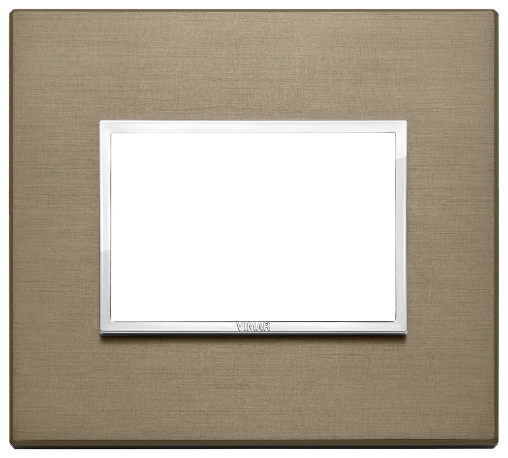 Placca 3 moduli alluminio anodizzato bronzo scuro per installazioni elettriche