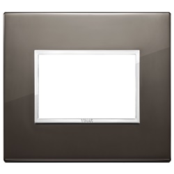 Placca 3 moduli alluminio nobilitato nero zaffiro per installazioni elettriche