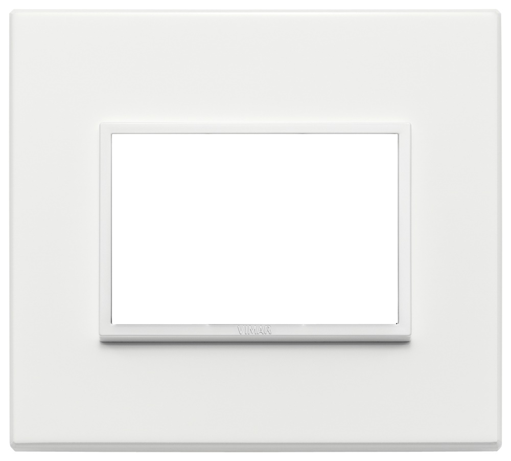 Placca 3 moduli alluminio bianco totale per installazioni elettriche