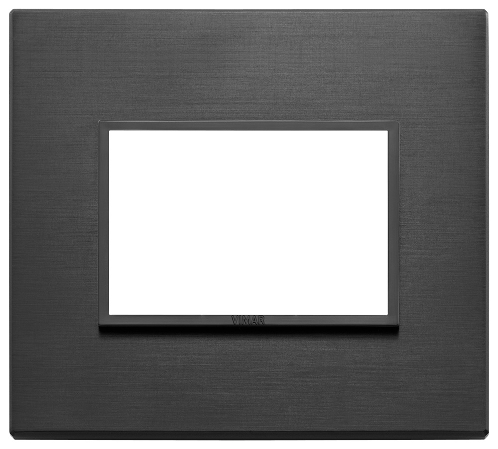 Placca 3 moduli alluminio nero totale per impianti elettrici