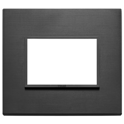 Placca 3 moduli alluminio nero totale per impianti elettrici