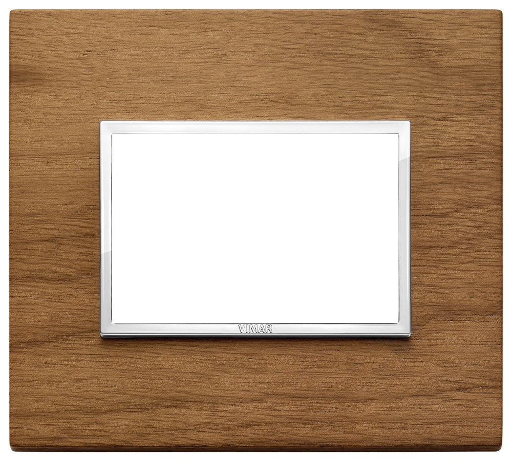 Placca 3 moduli legno naturale noce italiano per installazioni elettriche interne