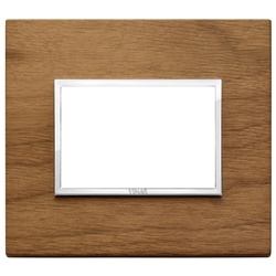 Placca 3 moduli legno naturale noce italiano per installazioni elettriche interne