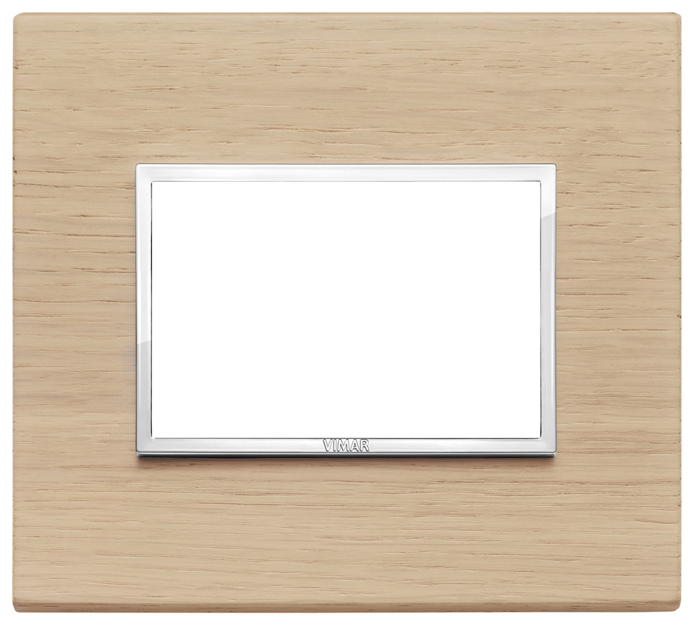 Placca 3 moduli rovere sbiancato legno naturale per installazioni elettriche