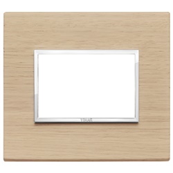 Placca 3 moduli rovere sbiancato legno naturale per installazioni elettriche