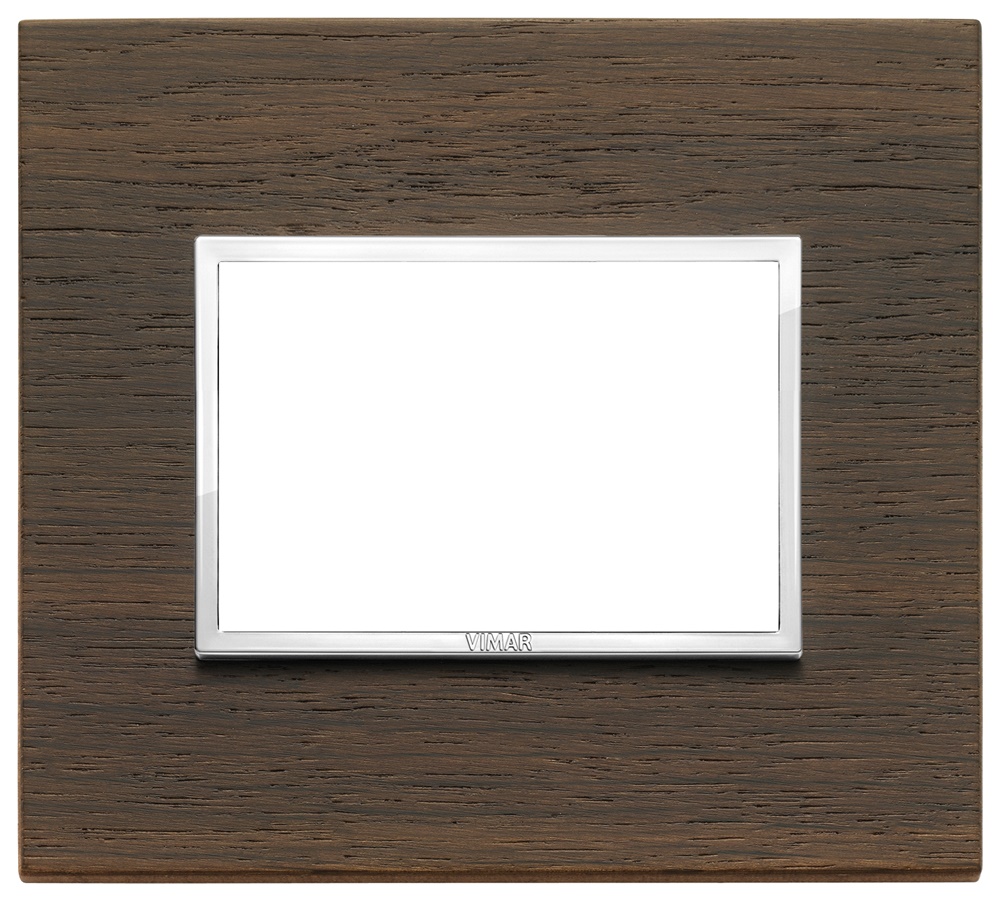 Placca 3 moduli legno naturale wengé per installazioni elettriche moderne
