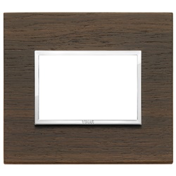 Placca 3 moduli legno naturale wengé per installazioni elettriche moderne