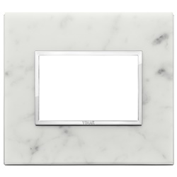 Placca 3 moduli pietra naturale bianco di Carrara per installazioni elettriche