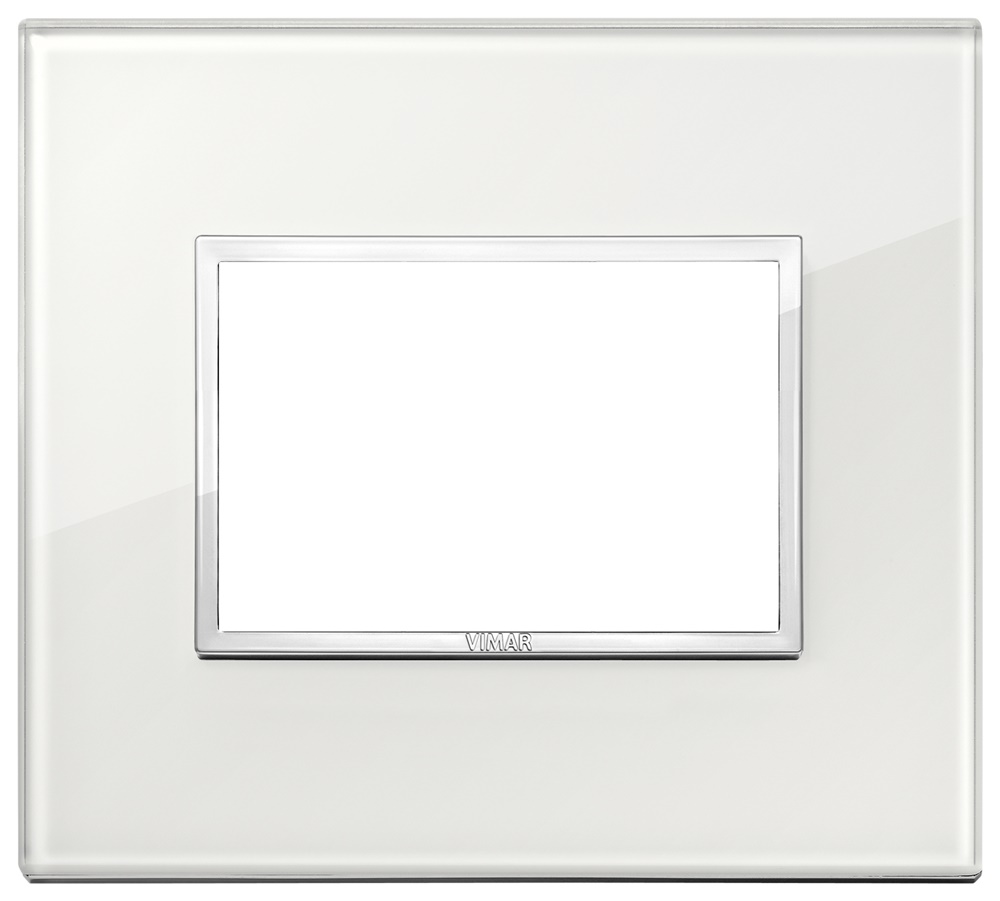 Placca 3 moduli cristallo bianco diamante per installazioni elettriche eleganti