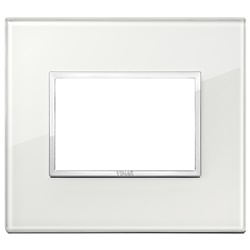 Placca 3 moduli cristallo bianco diamante per installazioni elettriche eleganti