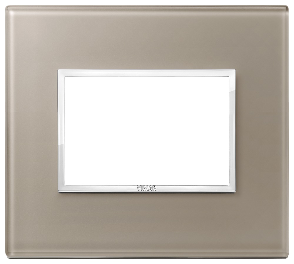 Placca 3 moduli cristallo opale bruno per installazioni elettriche