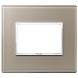 Placca 3 moduli cristallo opale bruno per installazioni elettriche