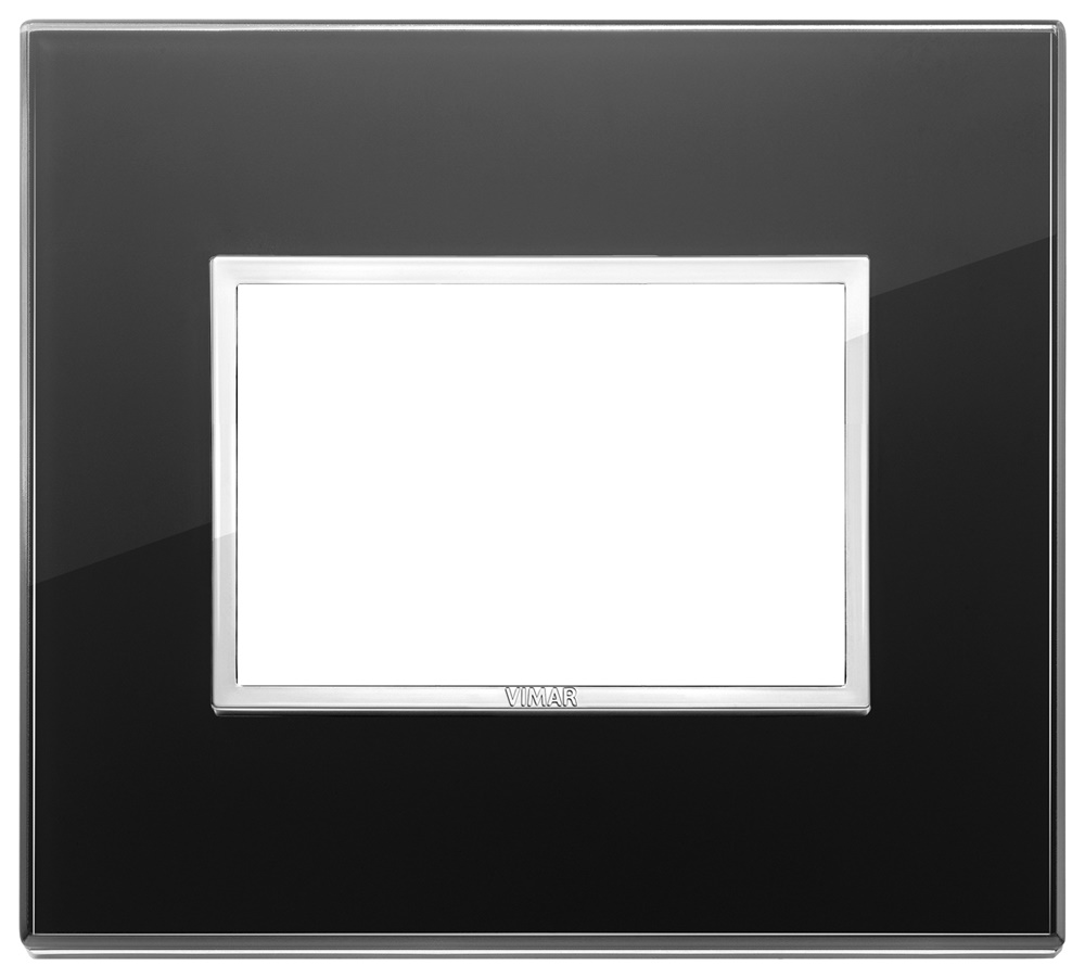 Placca 3 moduli cristallo nero diamante per installazioni elettriche eleganti