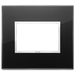 Placca 3 moduli cristallo nero diamante per installazioni elettriche eleganti