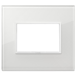 Placca 3 moduli cristallo bianco totale diamante per installazioni elettriche