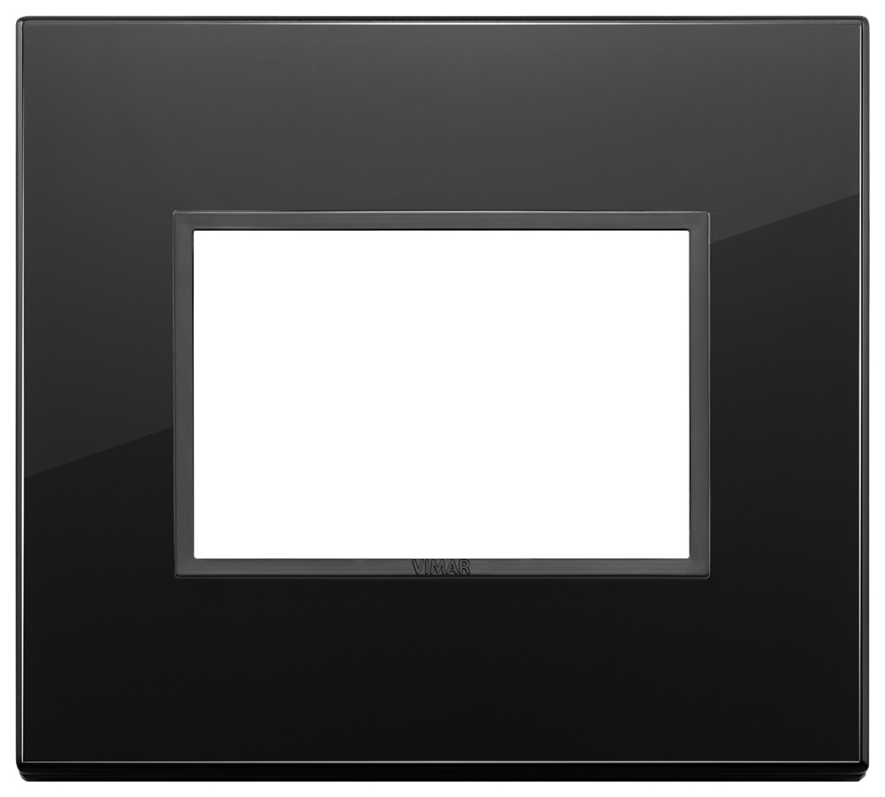 Placca 3 moduli cristallo nero totale diamante design moderno per impianti elettrici