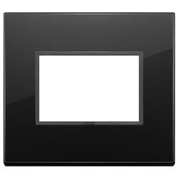 Placca 3 moduli cristallo nero totale diamante design moderno per impianti elettrici