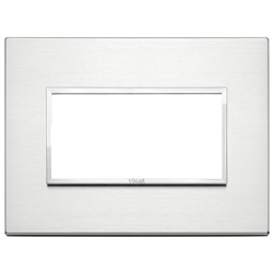 Placca 4 moduli alluminio brillante per installazioni elettriche standard