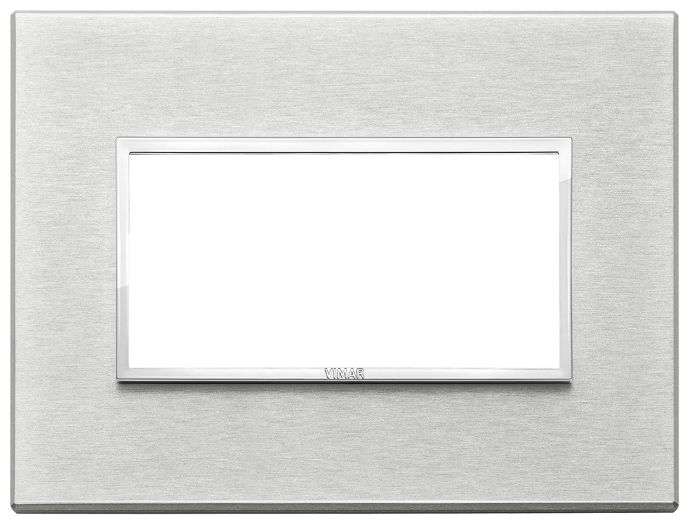 Placca 4 moduli alluminio anodizzato grigio Next per impianti elettrici