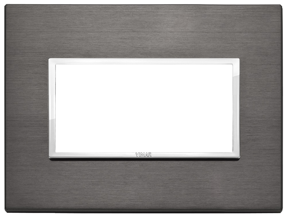 Placca 4 moduli alluminio anodizzato grigio lava per installazioni elettriche