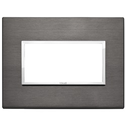 Placca 4 moduli alluminio anodizzato grigio lava per installazioni elettriche