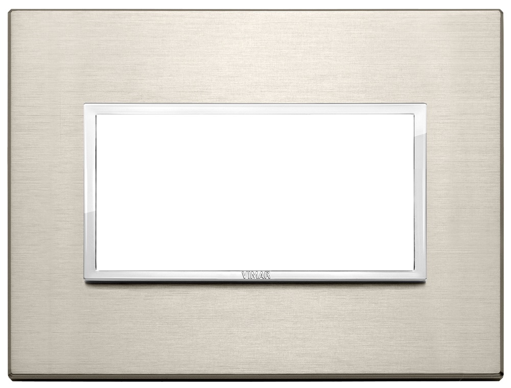 Placca 4 moduli alluminio anodizzato bronzo chiaro per impianti elettrici