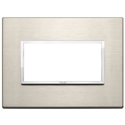 Placca 4 moduli alluminio anodizzato bronzo chiaro per impianti elettrici