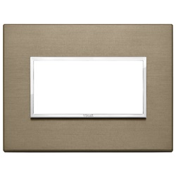 Placca 4 moduli alluminio anodizzato bronzo scuro per impianti elettrici