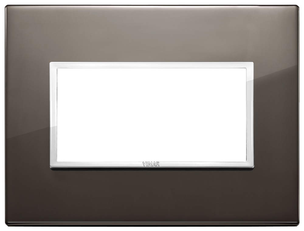Placca 4 moduli alluminio nobilitato nero zaffiro per installazioni elettriche