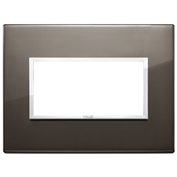 Placca 4 moduli alluminio nobilitato nero zaffiro per installazioni elettriche