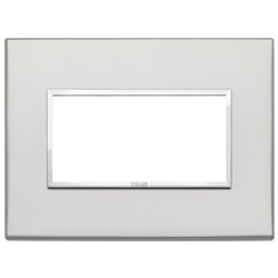 Placca 4 moduli alluminio nobilitato argento per installazioni elettriche