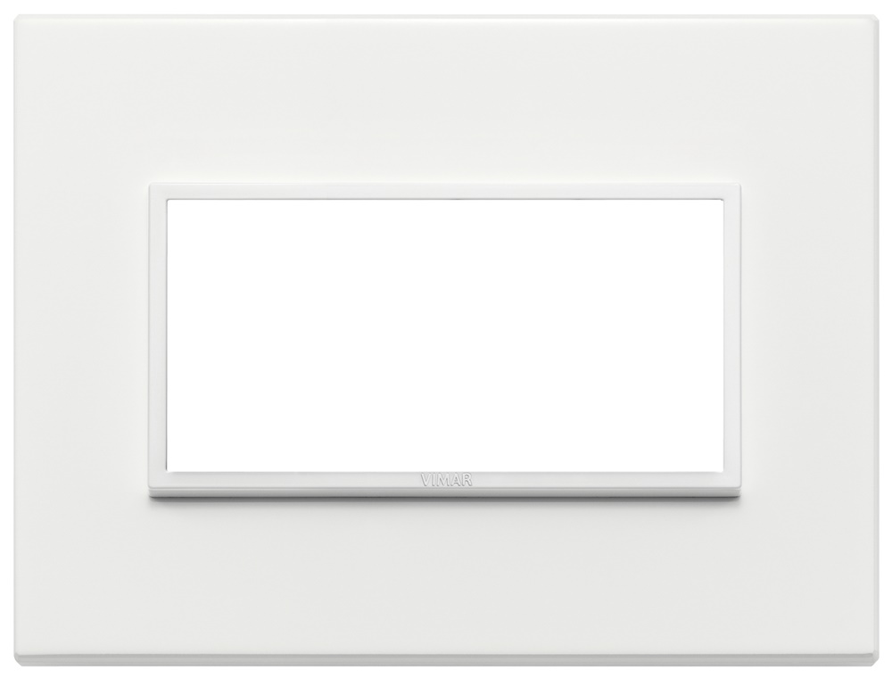 Placca 4 moduli alluminio bianco totale per installazioni elettriche